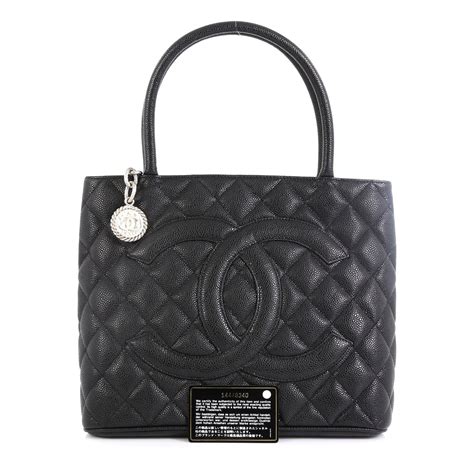 Chanel medallion tote quilted caviar